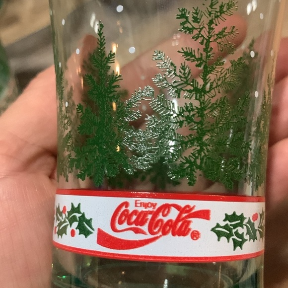 Set of 4 Vintage Retro Holiday Christmas Coca-Cola Drinking Bar Diner Glasses - Picture 7 of 10